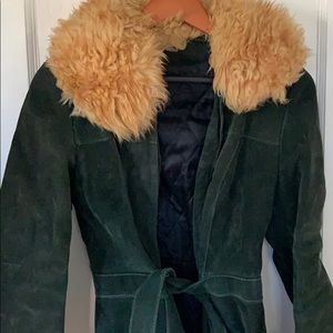 Vintage Green Suede Jacket with Quilted Interior